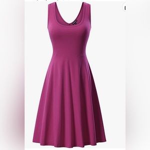 Sleeveless Scoop Neck, Midi A Line Tank Dress